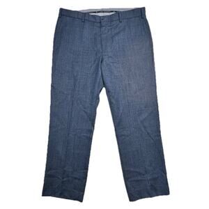 Hart Schaffner Marx Mens Dress Pants 36 X 30 Blue Flat Front Wool Viscose
